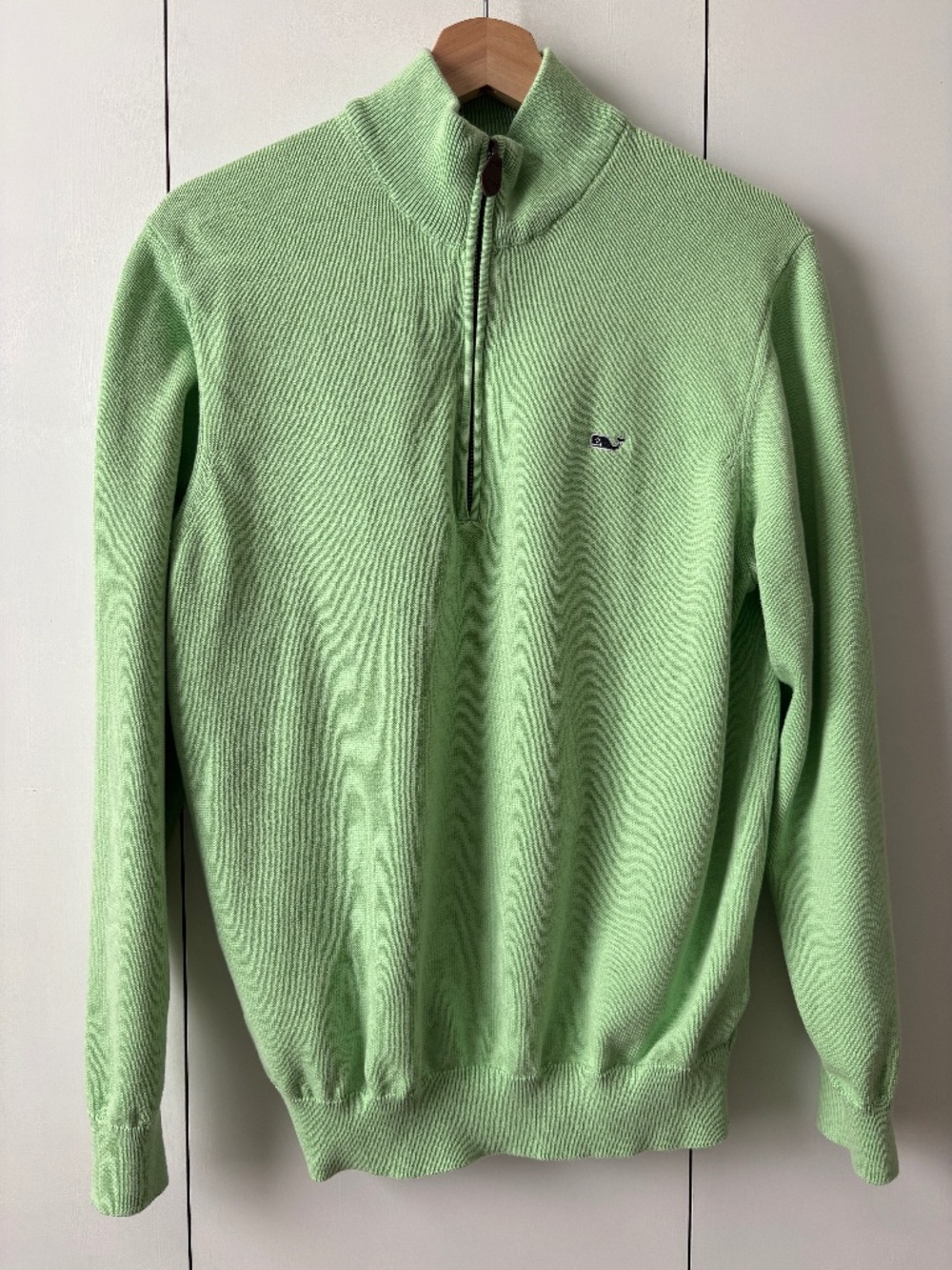 Vineyard Vines Men's 1/4 Zip Cotton Pullover Sweater Size M Green Preppy Coastal